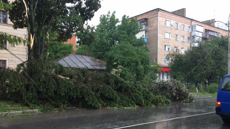 В Каменец-Подольском ливень превратил мост в огромный водопад